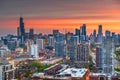 Chicago, Illinois, USA Aerial Downtown Skyline Towards Lake Michigan Royalty Free Stock Photo