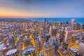 Chicago, Illinois USA aerial skyline after sunset Royalty Free Stock Photo