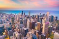 Chicago, Illinois USA aerial skyline after sunset Royalty Free Stock Photo