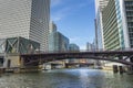 View of The Chicago River and skyscrapers in downtown Chicago,Illinois, USA Royalty Free Stock Photo