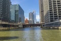 View of The Chicago River and skyscrapers in downtown Chicago,Illinois, USA Royalty Free Stock Photo