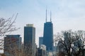 A view of John Hancock building and pother surrounding buildings.