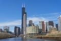 View of The Chicago River and skyscrapers in downtown Chicago,Illinois, USA Royalty Free Stock Photo