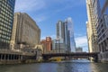 View of The Chicago River and skyscrapers in downtown Chicago,Illinois, USA Royalty Free Stock Photo