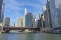 View of The Chicago River and skyscrapers in downtown Chicago,Illinois, USA Royalty Free Stock Photo