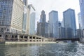 View of The Chicago River and skyscrapers in downtown Chicago,Illinois, USA Royalty Free Stock Photo