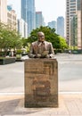 Jack Brickhouse bronze Memorial statue, a famous sports announcer and reporter on