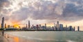 Chicago,illinois,usa. 8-11-17: Chicago skyline at sunset with cl Royalty Free Stock Photo