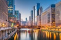 Chicago, Illinois, USA cityscape on the river Royalty Free Stock Photo