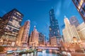 Chicago, Illinois, USA cityscape on the river Royalty Free Stock Photo