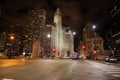 DuSable Bridge at night. Downtown Chicago. Royalty Free Stock Photo