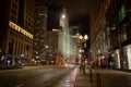 N Michigan Ave at night. Downtown Chicago. Royalty Free Stock Photo