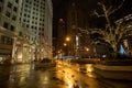 N Michigan Ave at night. Downtown Chicago during Christmas. Royalty Free Stock Photo