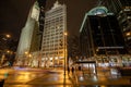 N Michigan Ave at night. Downtown Chicago during Christmas. Royalty Free Stock Photo