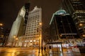 N Michigan Ave at night. Downtown Chicago during Christmas. Royalty Free Stock Photo