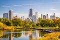 Chicago, Illinois, USA Downtown Park and Skyline Royalty Free Stock Photo