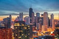 Chicago, Illinois, USA Downtown Rooftop Skyline at Dawn Royalty Free Stock Photo