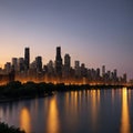 Chicago, Illinois, USA downtown skyline from Lincoln Park at twilight. made with Generative AI Royalty Free Stock Photo