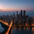 Chicago, Illinois, USA downtown skyline from Lincoln Park at twilight. made with Generative AI Royalty Free Stock Photo