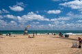 Chicago, Illinois, USA - Fighter jets flying over the city beach Royalty Free Stock Photo