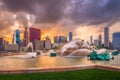Chicago, Illinois, USA Fountain and Skyline Royalty Free Stock Photo