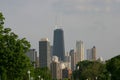 Chicago Skyline with John Hancock Center from The Lincoln Park Zoo near Lake Shore Drive. June 10,2005 in Chicago, Illinois, USA Royalty Free Stock Photo