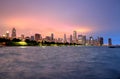 The Chicago skyline across Lake Michigan Royalty Free Stock Photo