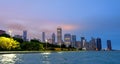 The Chicago skyline across Lake Michigan Royalty Free Stock Photo