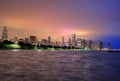 The Chicago skyline across Lake Michigan Royalty Free Stock Photo