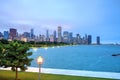 The Chicago skyline across Lake Michigan Royalty Free Stock Photo