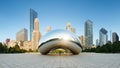 Panoramic image of the Cloud Gate or The Bean in the morning June 30 2013 in Millennium Park, Royalty Free Stock Photo