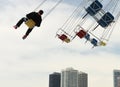 Chicago, Illinois, USA - June 06, 2018: People ride the Wave Swinger on Navy Pier in Chicago