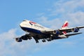 Jumbo Jet arrives in Chicago from Europe Royalty Free Stock Photo