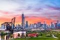 Chicago, Illinois, USA Park and Downtown Skyline Royalty Free Stock Photo