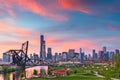 Chicago, Illinois, USA Park and Skyline Royalty Free Stock Photo