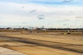 Planes on the runway at Chicago`s O`Hare Airport ORD Royalty Free Stock Photo