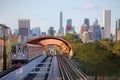 The Chicago L overground subway train Royalty Free Stock Photo