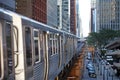 The Chicago L overground subway train Royalty Free Stock Photo