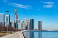 Chicago Lakefront Trail heading North with the Skyline