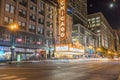 Chicago landmark Theatre night time exterior Royalty Free Stock Photo