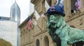 Chicago lion with Cubs hat