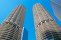 Chicago: looking up at Marina City building from a canal cruise on Chicago River Royalty Free Stock Photo