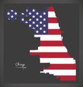 Chicago map with American national flag illustration Royalty Free Stock Photo