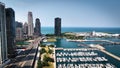 Chicago marina from above - aerial photography - CHICAGO, ILLINOIS - JUNE 06, 2023 Royalty Free Stock Photo