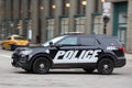 Chicago Metra Police car in motion in Downtown Chicago Royalty Free Stock Photo