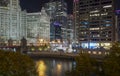 Chicago modern and historic architecture at night