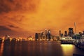 Chicago Navy Pier with fire sky Royalty Free Stock Photo