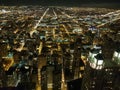 Chicago in night view on downtown from sky Royalty Free Stock Photo