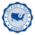 Chicago O`Hare Airport stamp.. Royalty Free Stock Photo