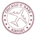 Chicago O`Hare Airport stamp. Royalty Free Stock Photo